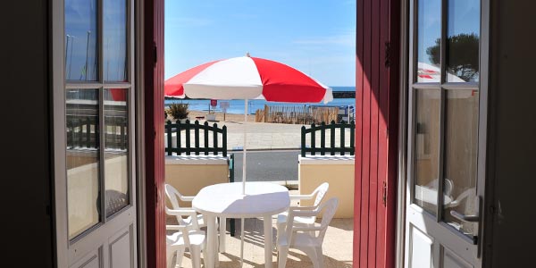 Terrasse avec vue sur mer, appartement de la Villa Félicité à Saint-Gilles-Croix-de-Vie 